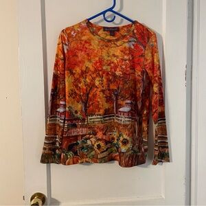 Gloria Vanderbilt Fall Novelty Print Top